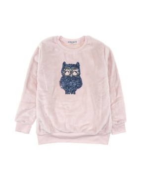 Εβίτα fleece μπλούζα με παγιέτες «Owl»